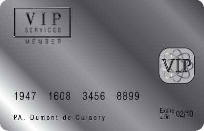 La "Silver Card", la carte des membres de vipservices.ch